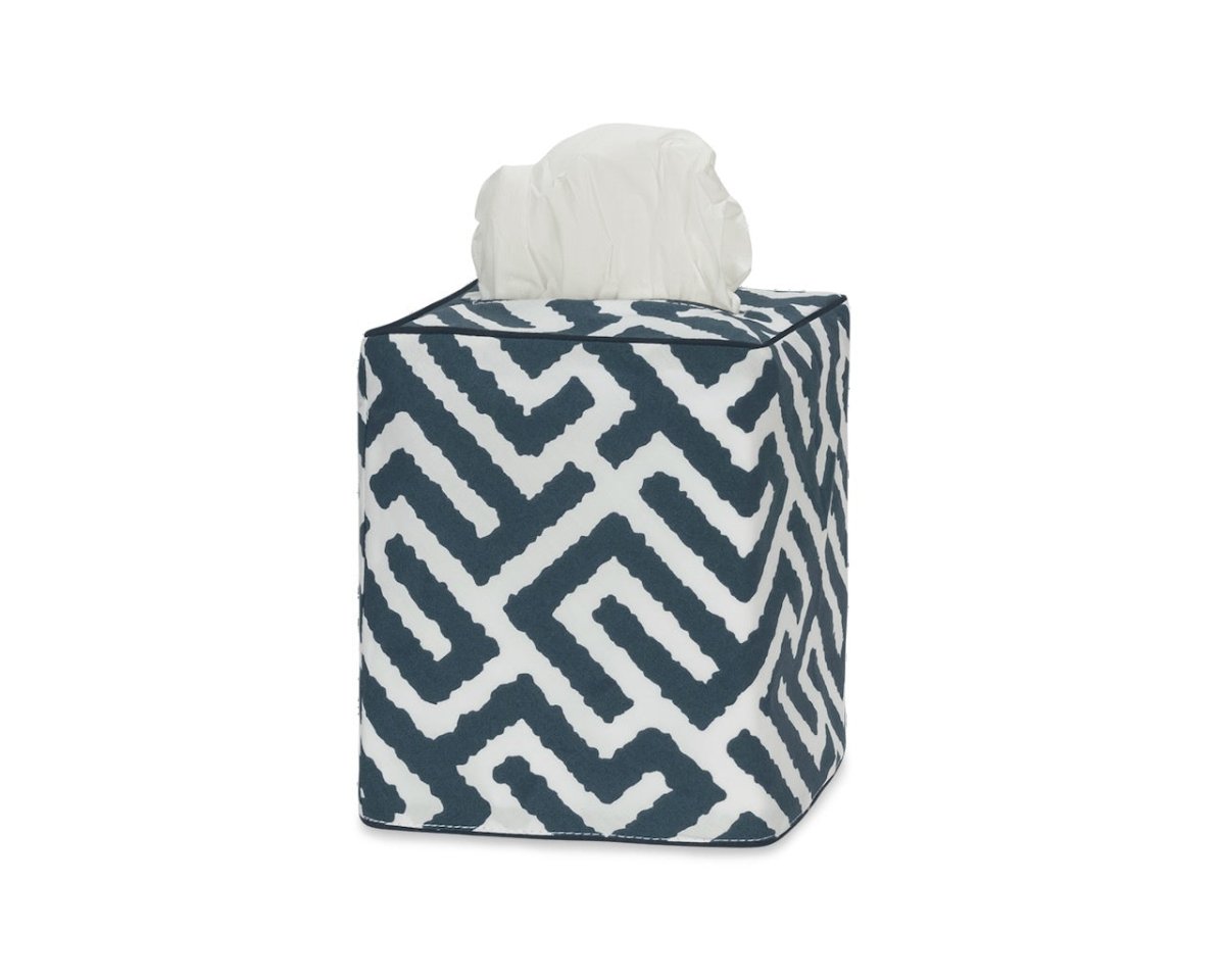 Matouk Schumacher Gabriel Tissue Box Cover 4.5 x 4.5 x 5.5 Indigo