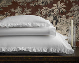 Georgia Ruffled Bedding by Matouk at Fig Linens and Home - Stack of Pillow Shams