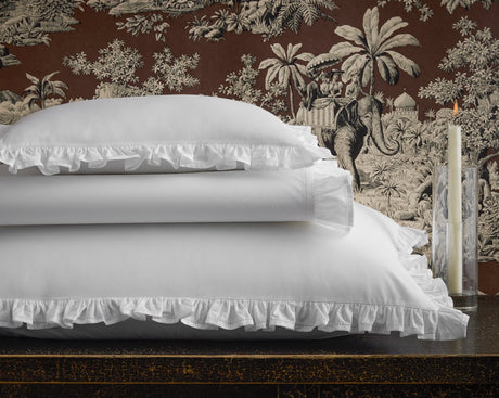 Georgia Ruffled Bedding by Matouk at Fig Linens and Home - Stack of Pillow Shams