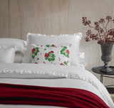Georgia Ruffled Bedding by Matouk at Fig Linens and Home - Lifestyle view 9 shown with Geranium