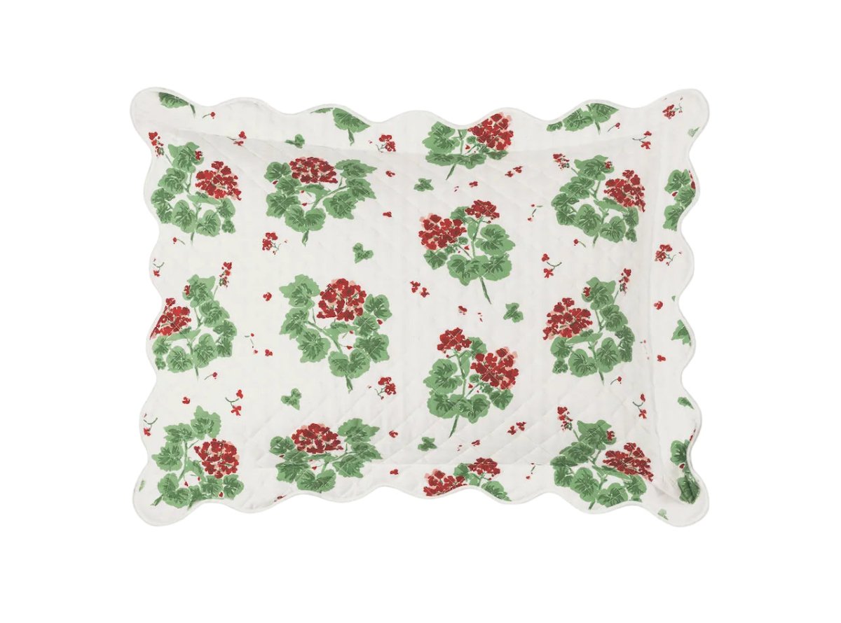 Matouk Tillet Geranium Quilted Sham Scarlet Red at Fig Linens and Home