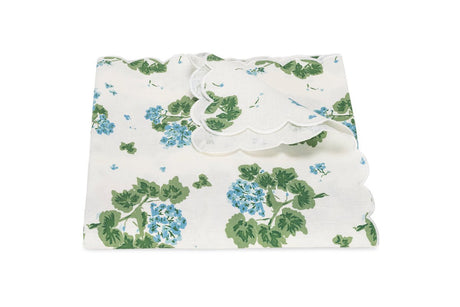 Geranium Tablecloths in Blue by Matouk x Tillet at Fig Linens and Home - View 1
