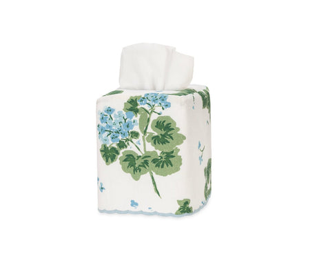 Geranium Tissue Box Cover Blue by Matouk x Tillett at Fig Linens and Home - View 1