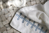 Gordian Knot Bath Towels by Matouk at Fig Linens and Home - Embroidery Detail View 1