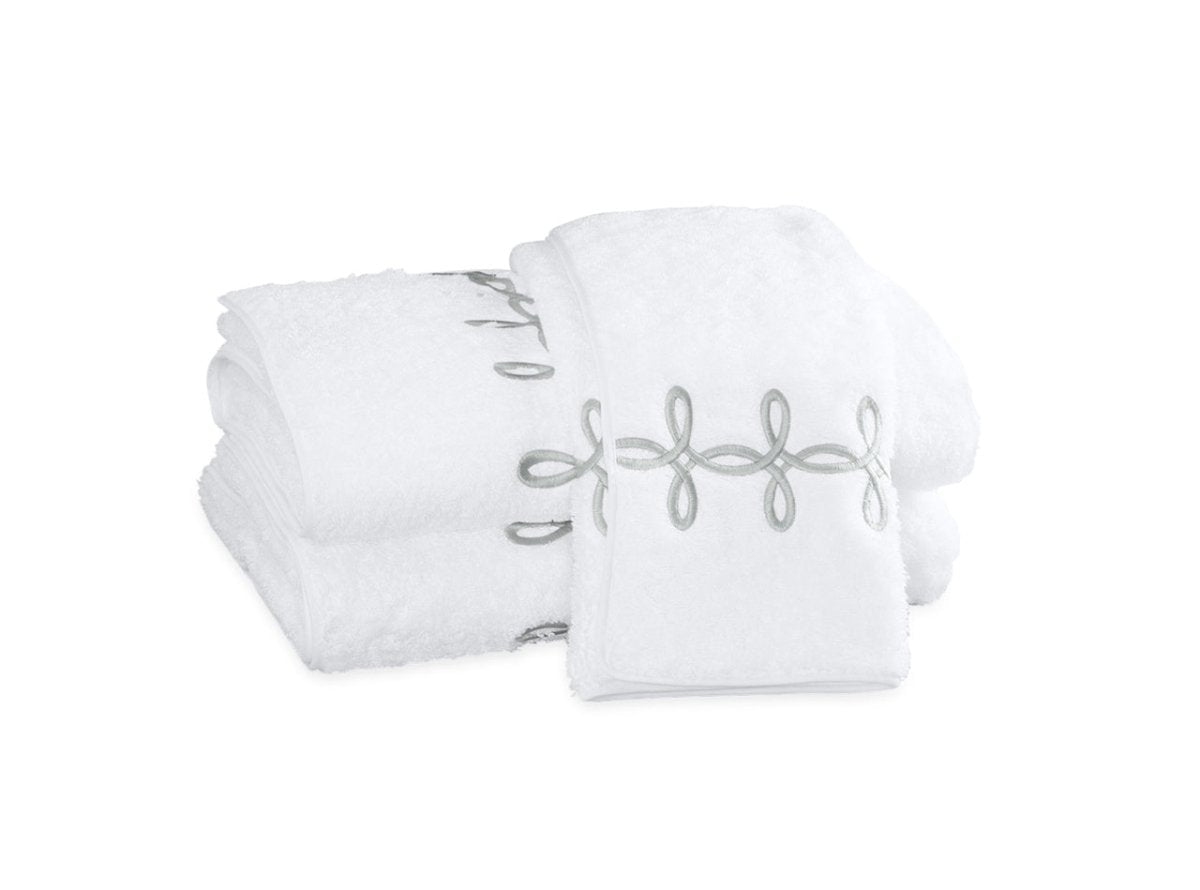 Gordian Knot Towels in Silver | Matouk Bath at Fig Linens and Home
