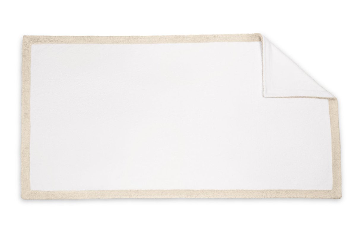 Helios White and Sand Beach Towel - Matouk Pool Towels at Fig Linens and Home 1