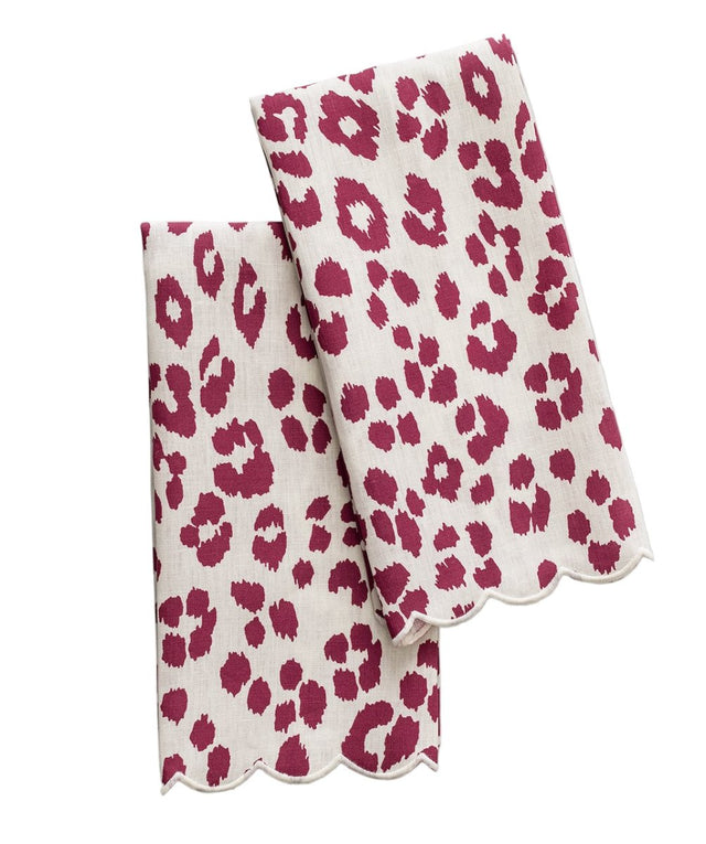 Iconic Leopard Crimson Guest Towels by Matouk Schumacher at Fig Linens and Home 1