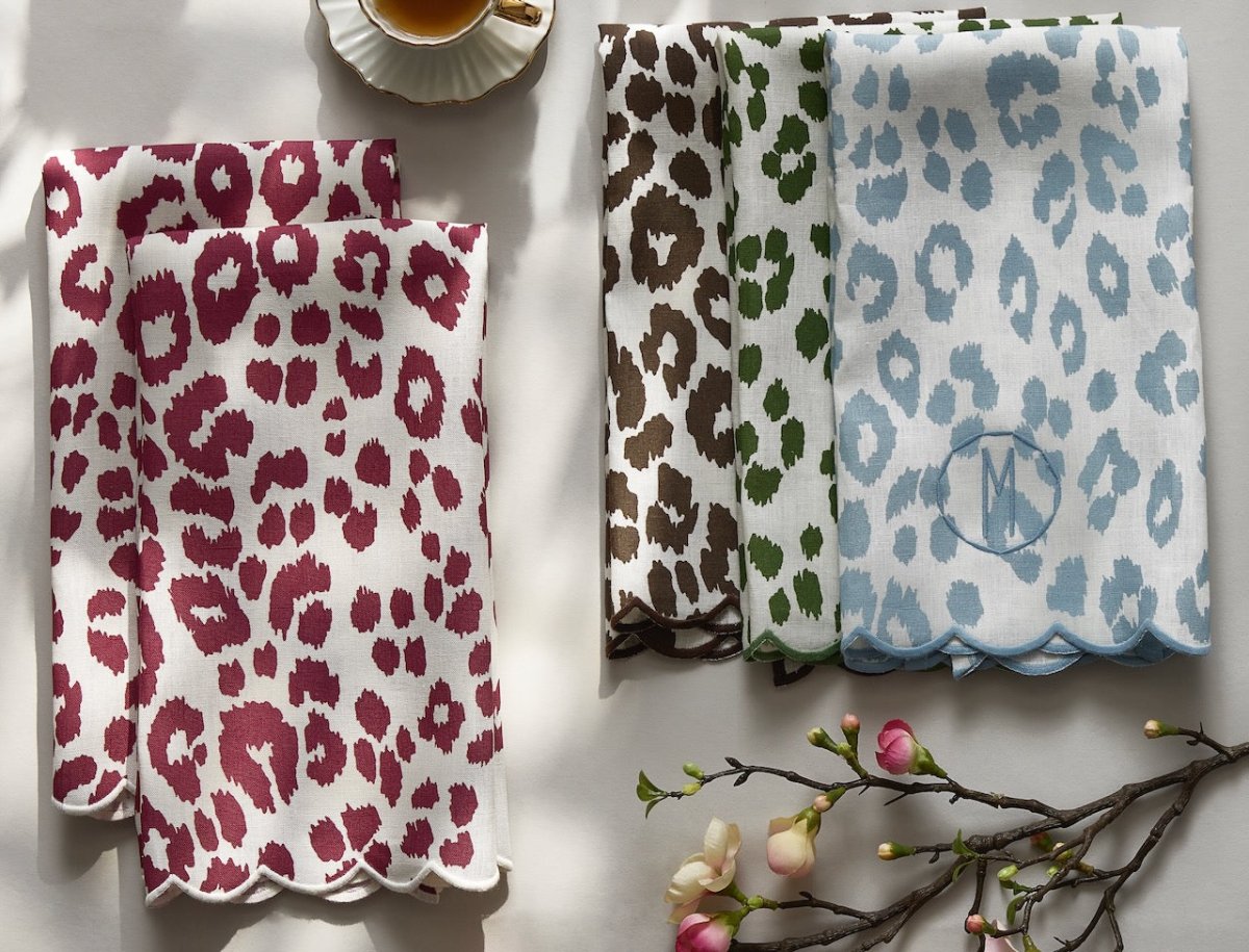 Iconic Leopard Crimson Guest Towels by Matouk Schumacher at Fig Linens and Home - Lifestyle