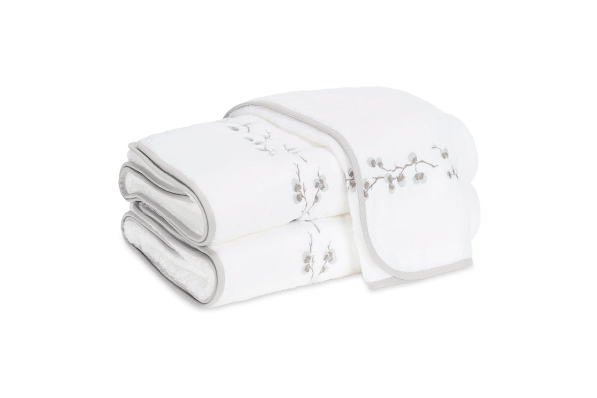 Matouk Jasmine Giza Towels with Cloud Embroidery at Fig Linens and Home