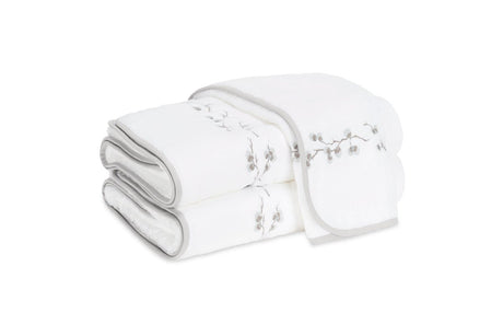 Matouk Jasmine Giza Towels with Cloud Embroidery at Fig Linens and Home