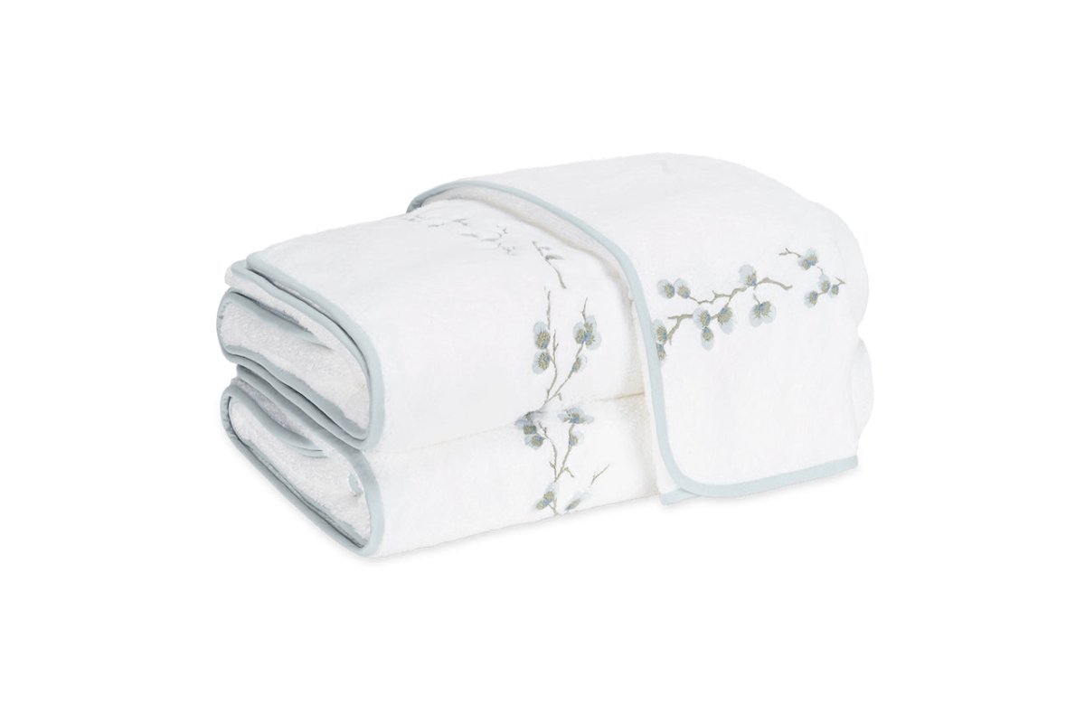 Matouk Jasmine Giza Towels with Pool Embroidery at Fig Linens and Home