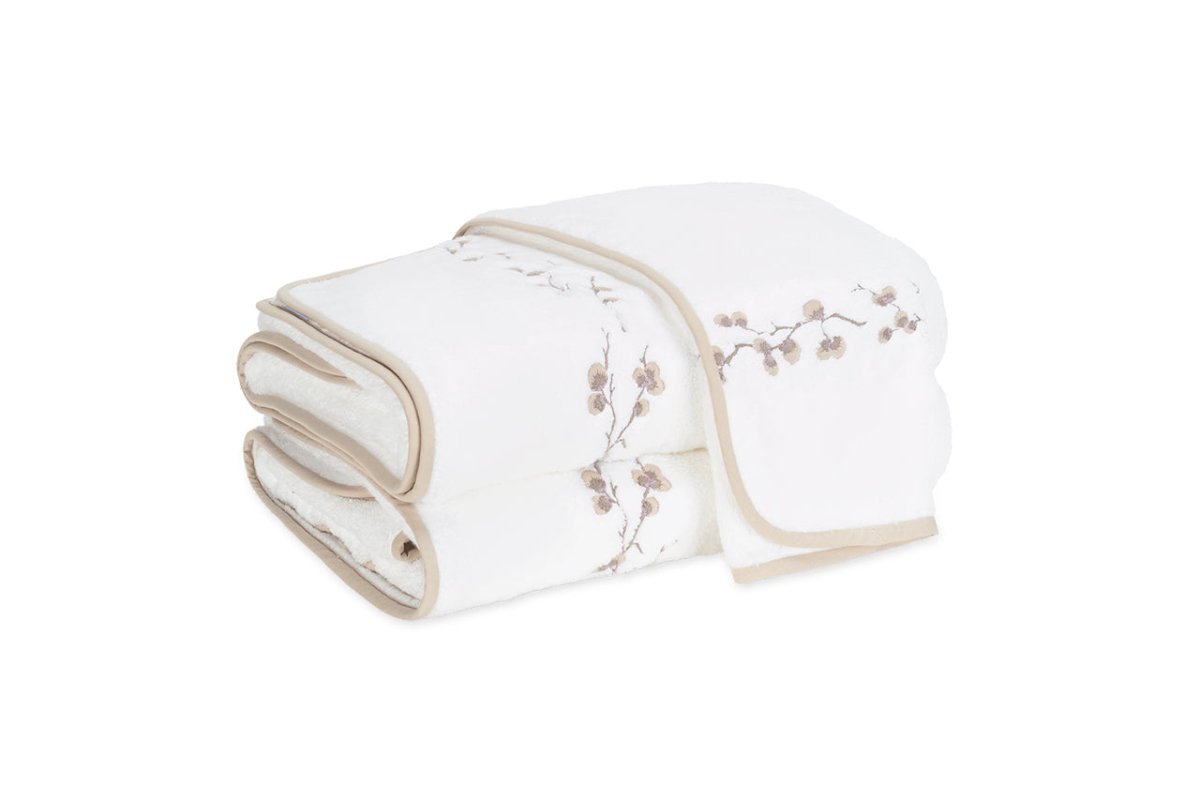Matouk Jasmine Giza Towels with Thistle Embroidery at Fig Linens and Home
