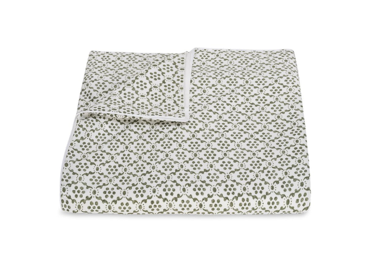 Duvet Cover - Matouk Schumacher Laksha Moss Green Bedding at Fig Linens and Home