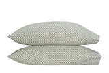 Pillowcases - Matouk Schumacher Laksha Moss Green Cases Pair at Fig Linens and Home