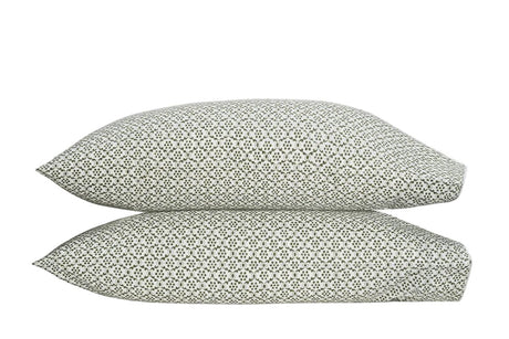 Pillowcases - Matouk Schumacher Laksha Moss Green Cases Pair at Fig Linens and Home