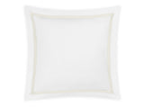 Euro Square Sham - Lowell Ivory on White Bedding by Matouk at Fig Linens and Home