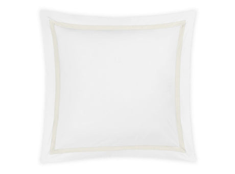 Euro Square Sham - Lowell Ivory on White Bedding by Matouk at Fig Linens and Home