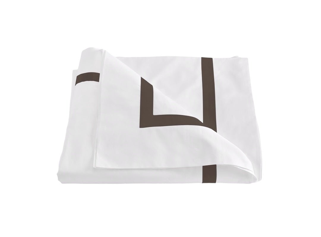 Matouk Duvet Cover - Lowell Sable Brown Bedding at Fig Linens and Home - Milano Percale Cotton