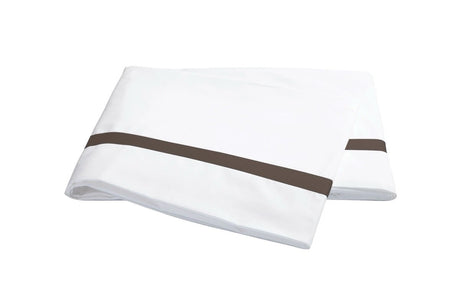 Matouk Flat Sheet - Lowell Sable Brown Bedding at Fig Linens and Home - Milano Percale Cotton