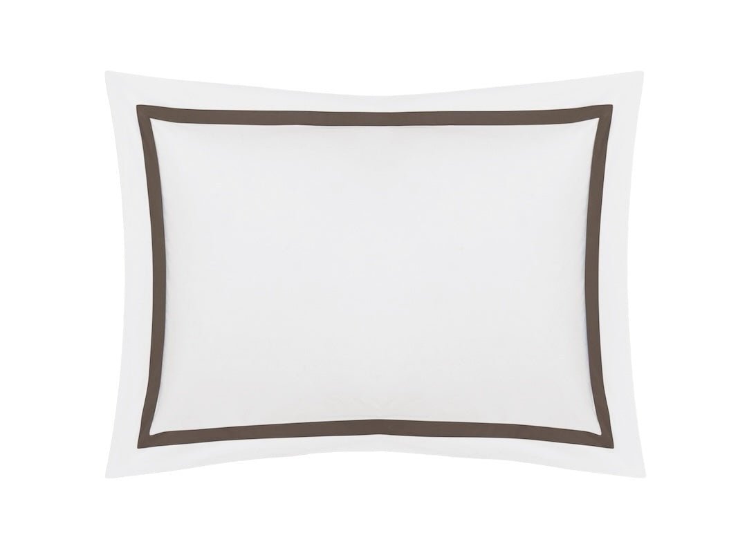Matouk Pillow Sham - Lowell Sable Brown Bedding at Fig Linens and Home - Milano Percale Cotton