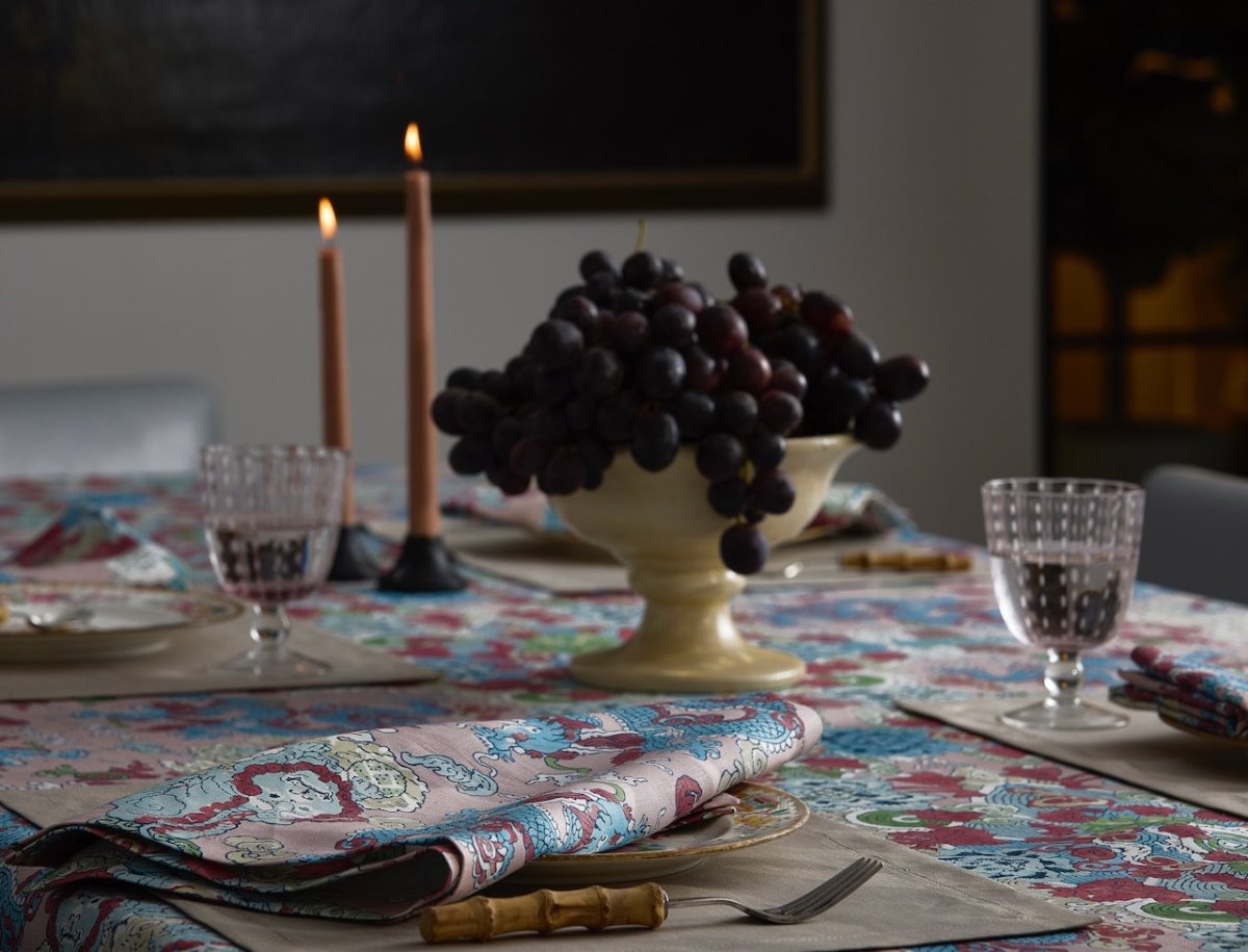 Magic Mountain Paradise Tablecloths by Matouk Schumacher 70 x 90 Oblong Tablecloth Paradise at FIG LINENS AND HOME 4