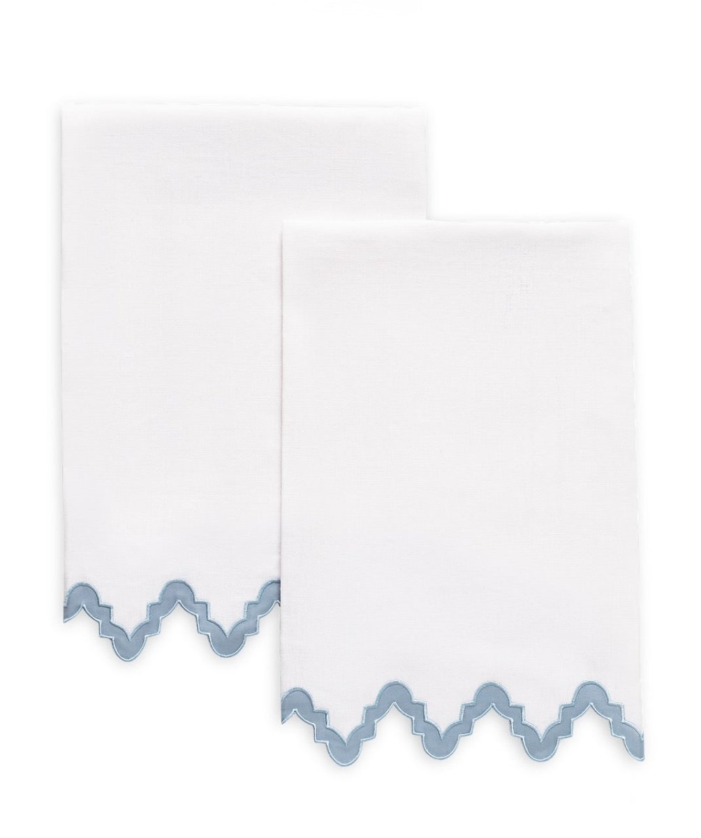 M042 Aziza Guest Towel 20 x 26 - Set of 2 Hazy Blue Powder Room Towels at Fig Linens and Home