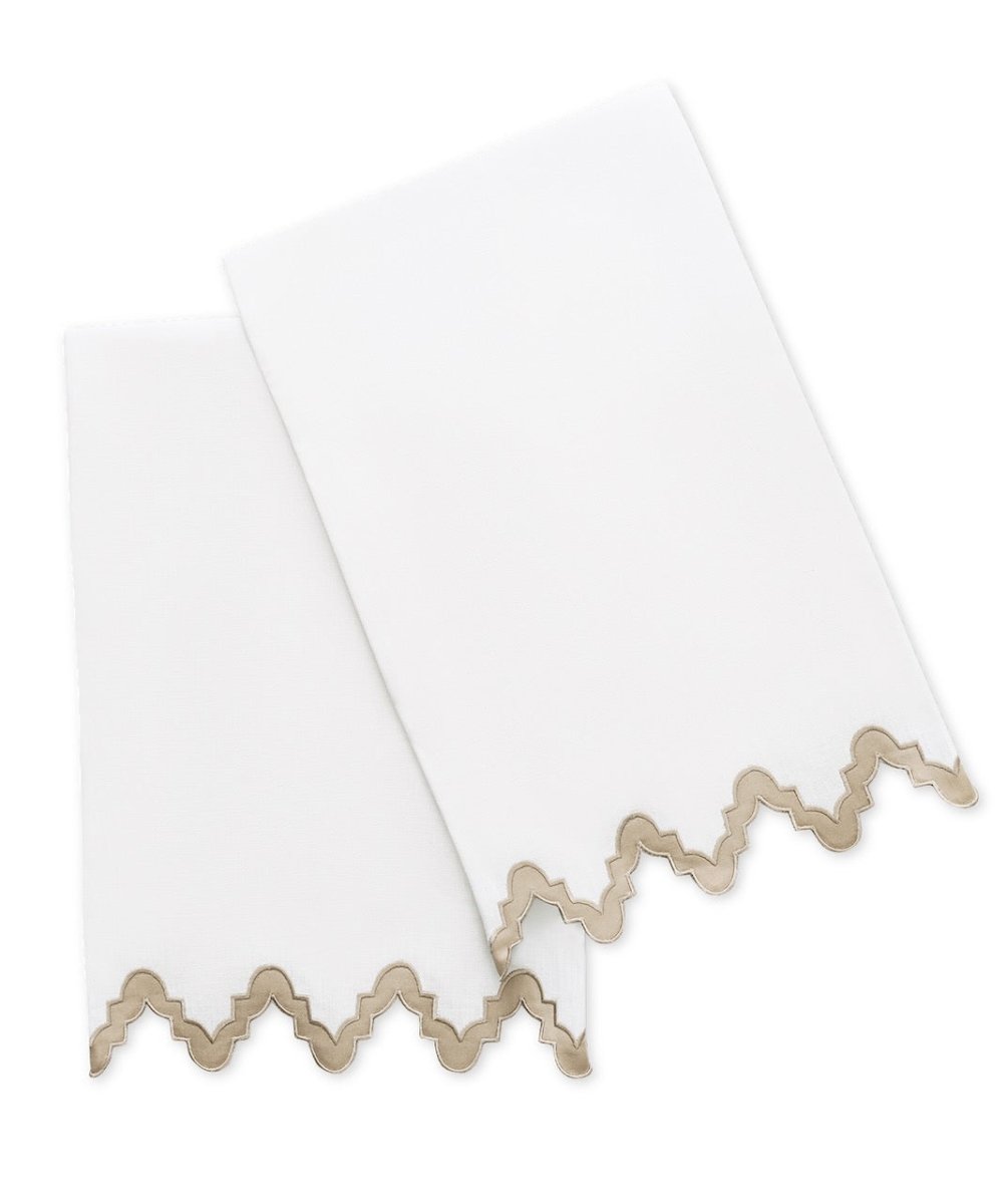 M042 Aziza Guest Towel 20 x 26 - Set of 2 Khaki Powder Room Towels at Fig Linens and Home
