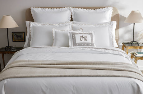 Matouk Leo Oversized Throw shown at Food of Bed - Fig Linens and Home