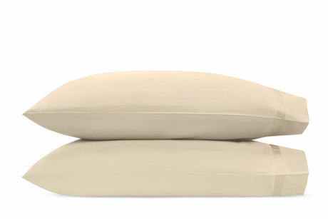 Pillowcases Pair - Matouk Nocturne Sateen Cotton Bedding in Dune at Fig Linens and Home