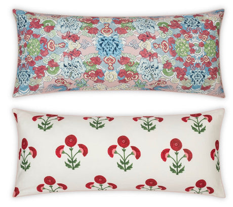 Matouk Reversible Lumbar Pillow Cover 16 x 36 Gisele Scarlet/Magic Mountain Paradise