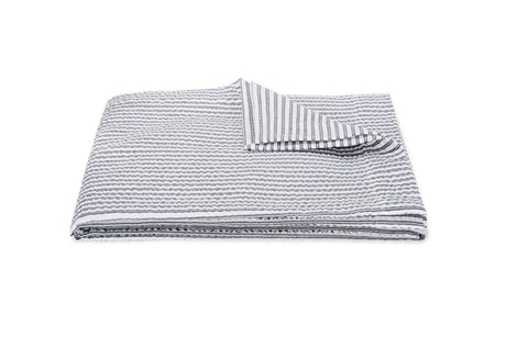 Matteo Seersucker Deep Navy Blue Coverlet | Matouk at Fig Linens and Home