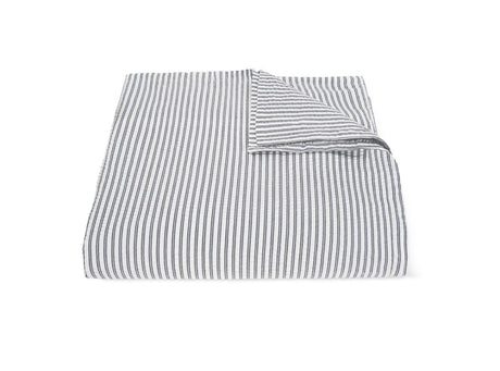 Matteo Seersucker Deep Navy Blue Duvet Cover | Matouk at Fig Linens and Home