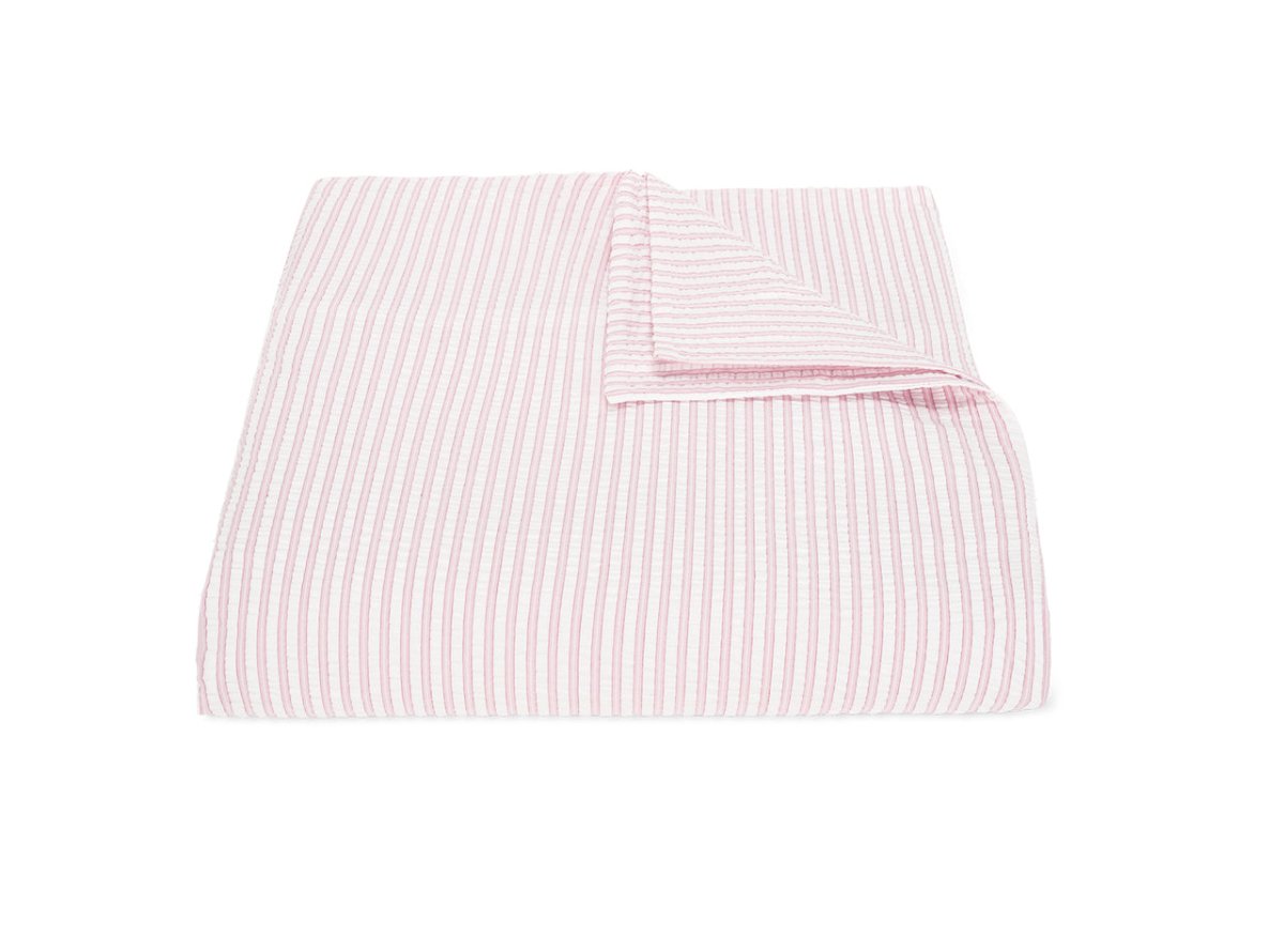 Matteo Seersucker Pink Duvet Cover | Matouk at Fig Linens and Home