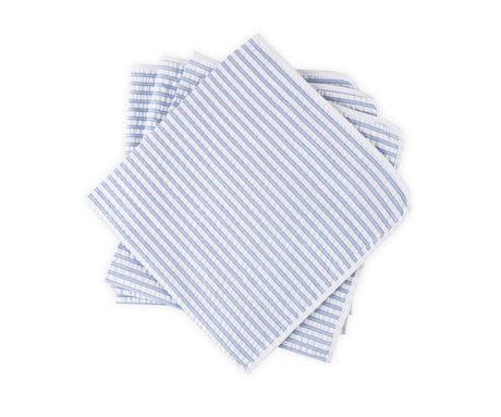 Matouk Matteo Seersucker Napkins in Azure Blue at Fig Linens and Home