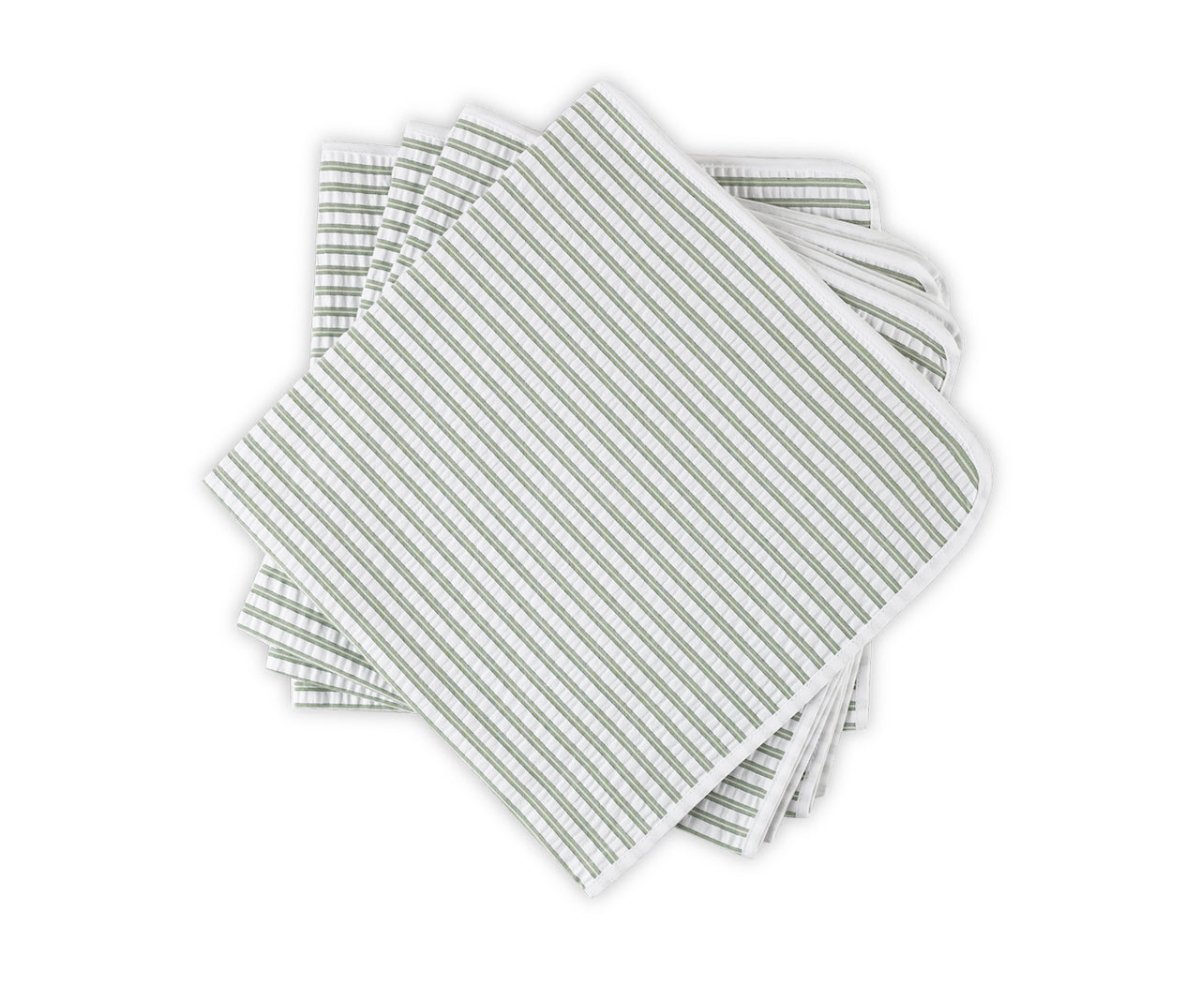 Matouk Matteo Seersucker Napkins in Palm Green at Fig Linens and Home