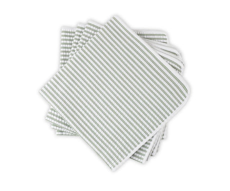 Matouk Matteo Seersucker Napkins in Palm Green at Fig Linens and Home