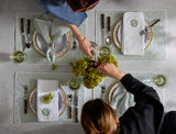 Matouk Placemats - Matteo Seersucker Placemats in Lifestyle Table Setting 1 at Fig Linens and Home