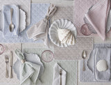 Matouk Placemats - Matteo Seersucker Placemats in Lifestyle Table Setting 2 at Fig Linens and Home