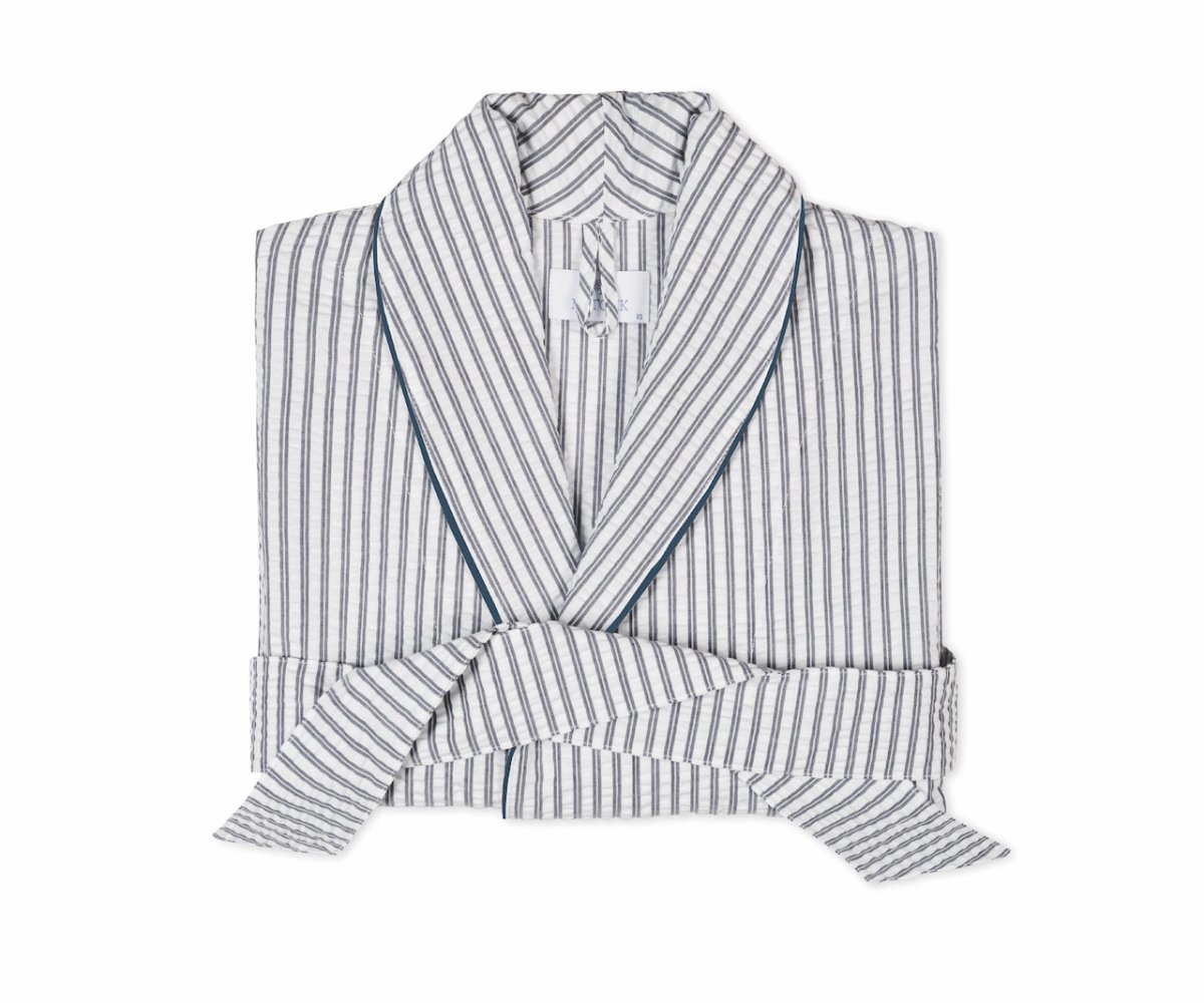 Bath Robe - Matteo Deep Navy Blue Robe by Matouk at Fig Linens and Home