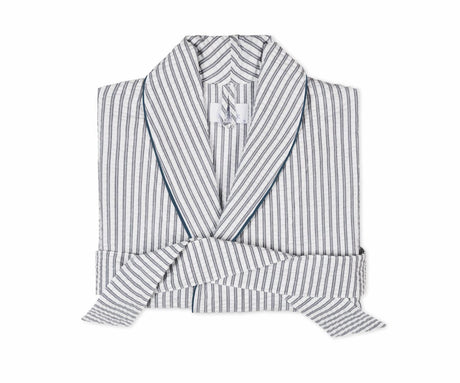 Bath Robe - Matteo Deep Navy Blue Robe by Matouk at Fig Linens and Home