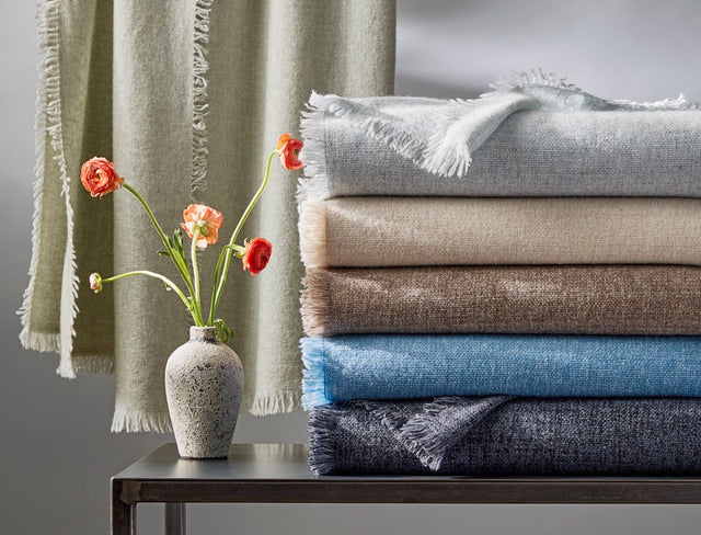 Matouk Maya Cashmere Throw Blankets at Fig Linens and Home - View 1