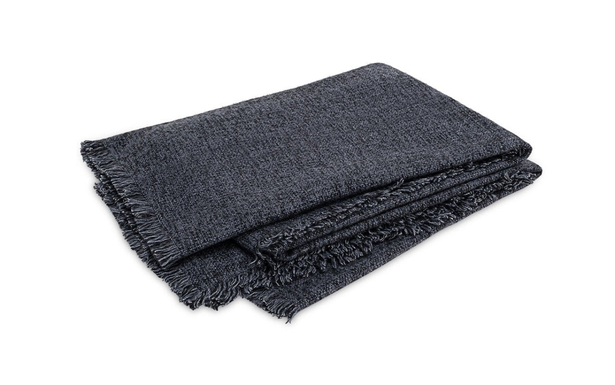 Cashmere Throw - Matouk Maya Ink Throw at Fig Linens and Home - Folded