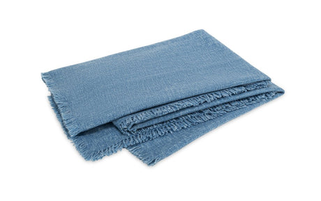 Cashmere Throw - Matouk Maya Ocean Throw at Fig Linens and Home - Folded