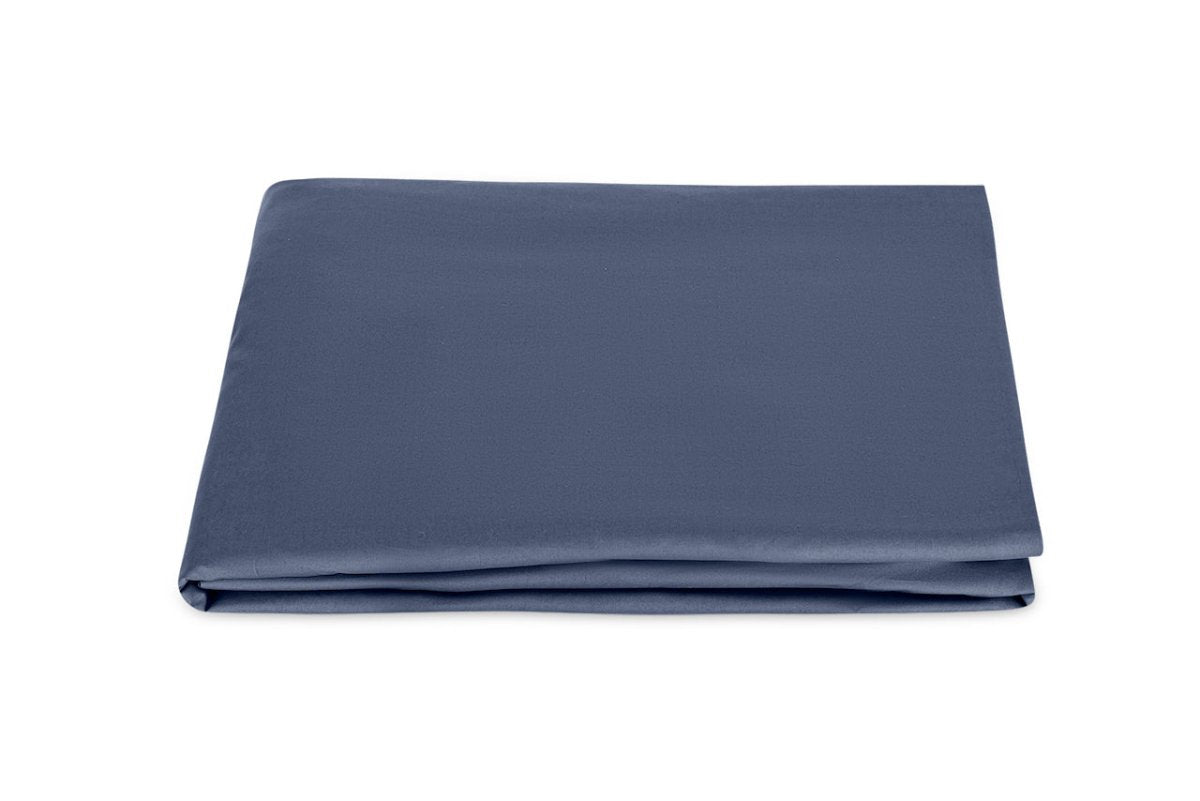 Matouk Milano Steel Blue Cotton Percale Fitted Bed Sheet - Fig Linens and Home