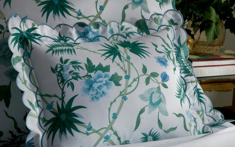 Matouk Schumacher Palmyra Boudoir Sham 12 x 16, 2" flange Emerald at Fig Linens and Home