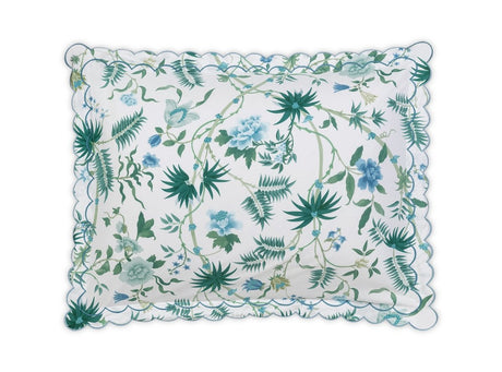 Matouk Schumacher Palmyra King Sham 21 x 36, 2" flange Emerald at Fig Linens and Home