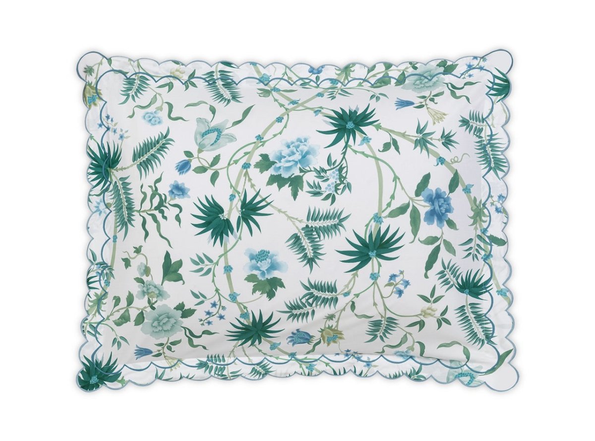 Matouk Schumacher Palmyra Standard Sham 21 x 27, 2" flange Emerald at Fig Linens and Home