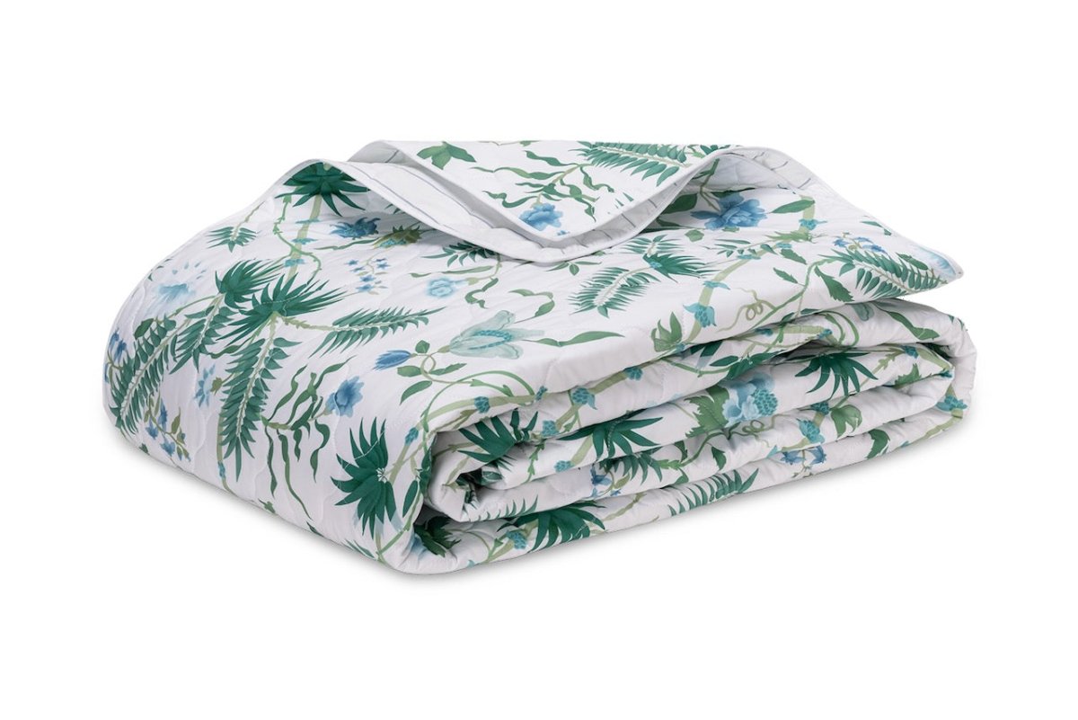 Matouk Schumacher Palmyra Full/Queen Quilt 96 x 99 Emerald at Fig Linens and Home