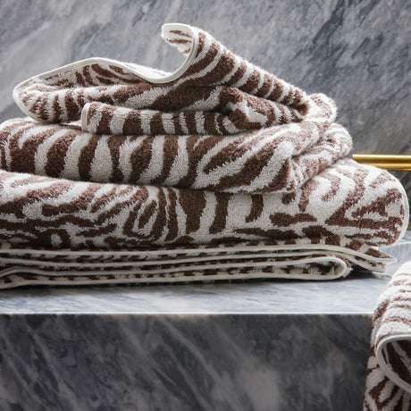 Regine Towels by Matouk Schumacher at Fig Linens and Home - Sable Brown Animal Print Towels