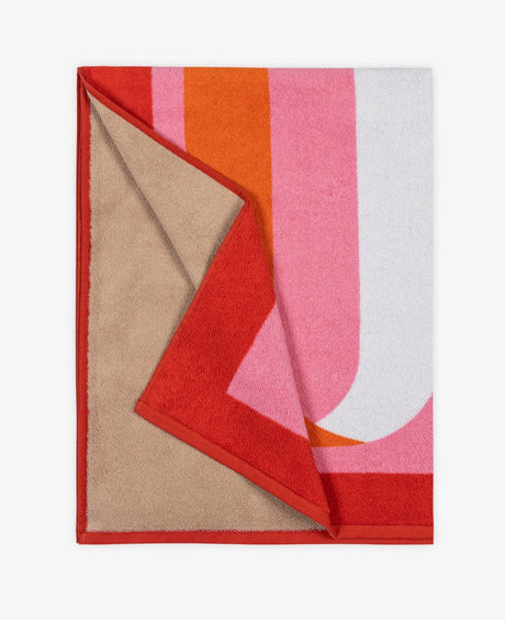 Matouk Beach Towel - Ribbon Flamingo Pink by Matouk at Fig Linens and Home